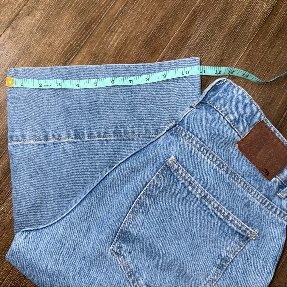 Zara Cropped Wide Leg Jeans high rise blue - Picture 4 of 12